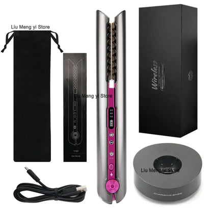 Portable Hair Straightener with Charging Base Wireless Straightening Iron Floading Plate and Comb PTC Hair Straightening Device